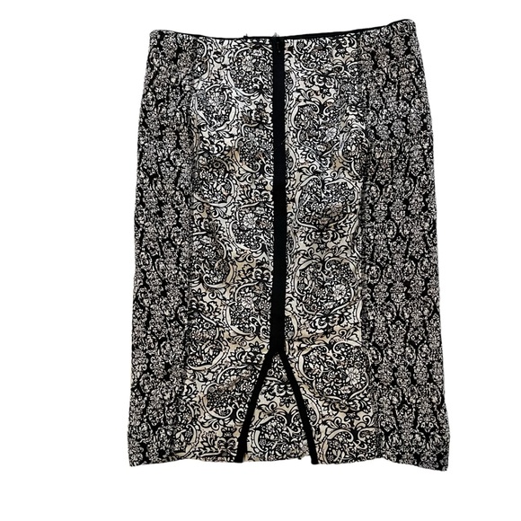 Beguile by Byron Lars Lasercut Pencil Skirt Black Cream Anthropologie, Sz 6 - Picture 7 of 13